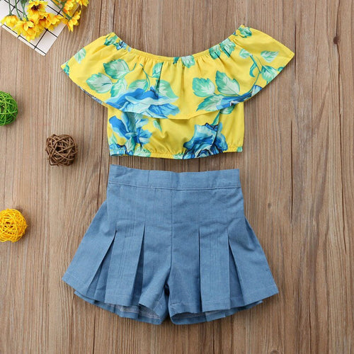 0 5T 2Pcs Girls Summer Floral Clothes Sets Baby