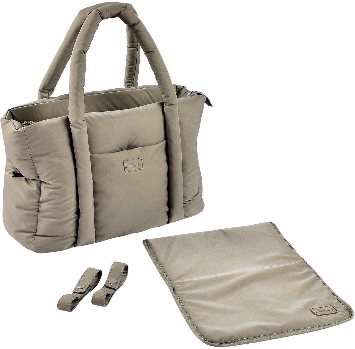Béaba paris puffy changing bag - trendy padded changing bag - changing bag with changing mat cooling compartment - 10 compartments - stroller - trolley attachment - gazelle - unisex baby bag - baby bag 25l - green