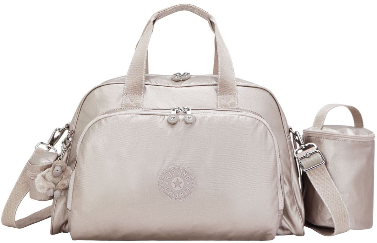 Kipling diaper bag basic plus camama baby bag metallic glow rose gold colored