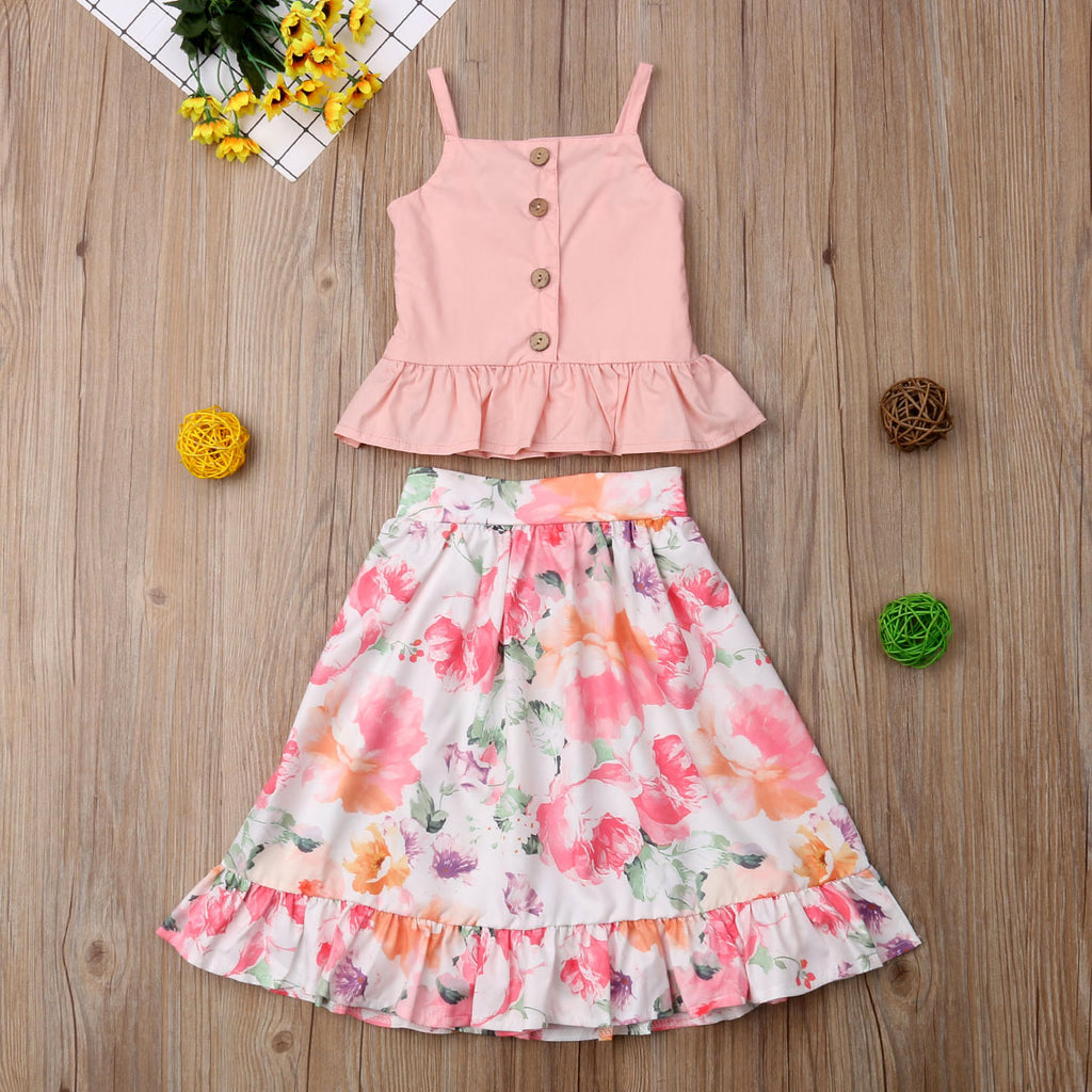 2 6T Baby Girls Floral Clothes Set Summer Toddler