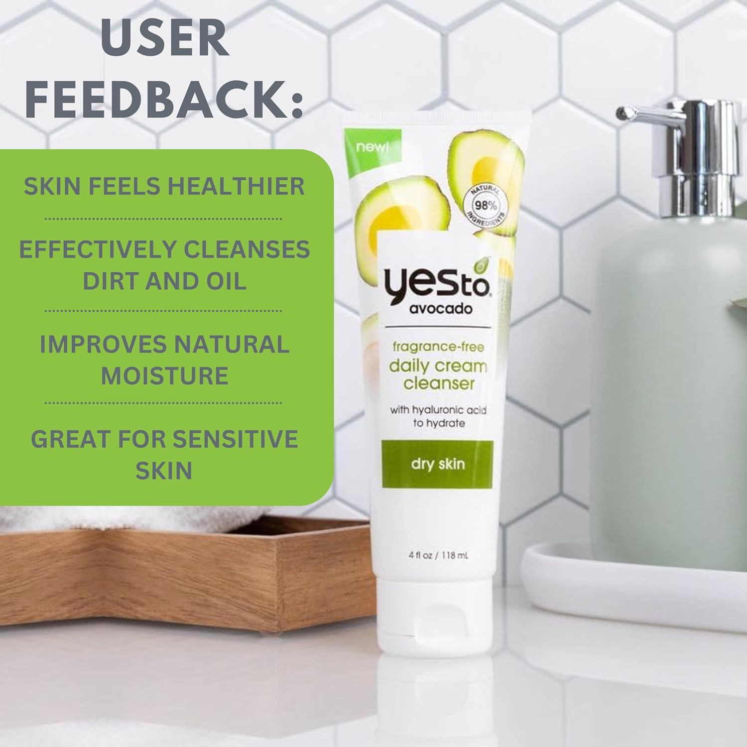 Yes To Avocado Fragrance Free Daily Cream Cleanser 118ml