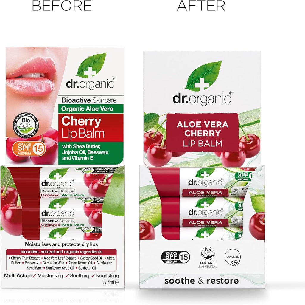 Dr Organic Plus Aloe Vera Cherry Lip Balm 5.7ml