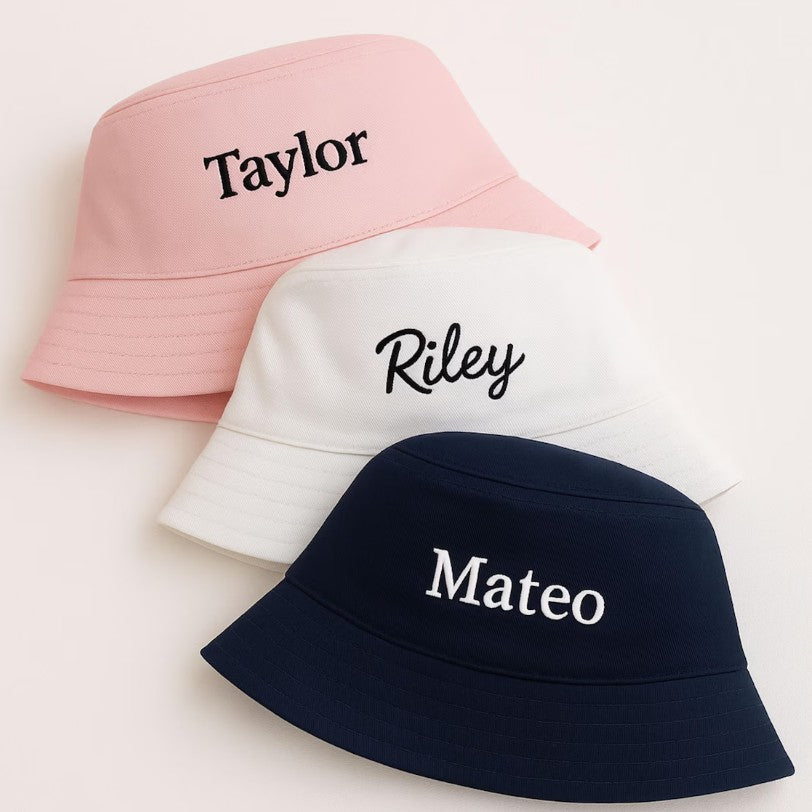 Personalised Baby Bucket Hat, Embroidered Toddler Sun Hat, Custom Infant Summer Beach Hat with Name, Baby Shower Gift, Sun Protection Hats