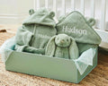 Personalised Sage Splash, Snuggle & Cuddle Gift Set