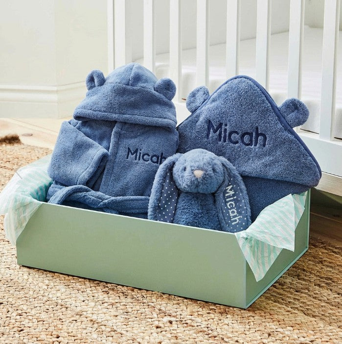 Personalised Sage Splash, Snuggle & Cuddle Gift Set
