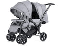 Double Seat Stroller with Adjustable Push Handle, Detachable Canopy and Foot Rest, Foldable Baby Pushchair Buggy for Traveling, Going Shopping &