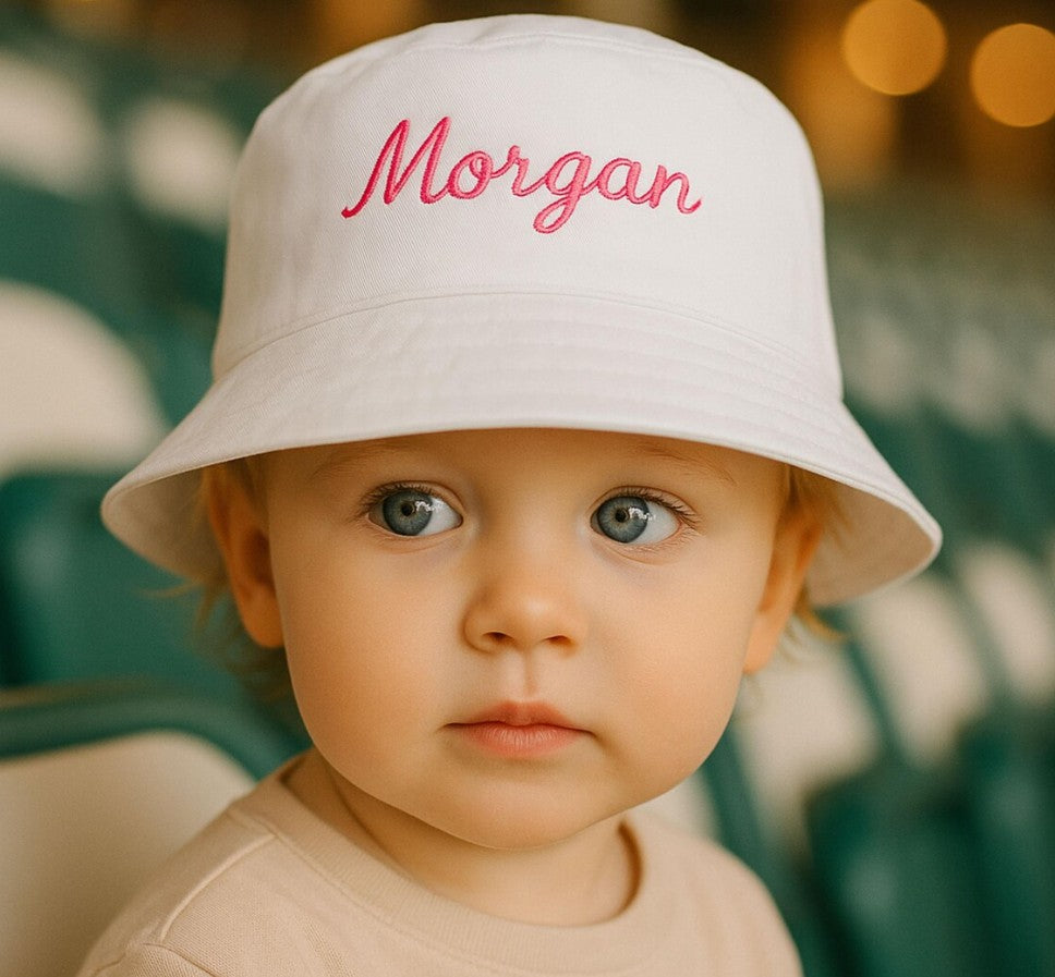 Personalised Baby Bucket Hat, Embroidered Toddler Sun Hat, Custom Infant Summer Beach Hat with Name, Baby Shower Gift, Sun Protection Hats