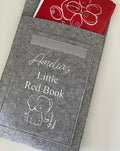 Personalised Red Book cover, designed to protect your child’s health record in a stylish, durable felt finish.