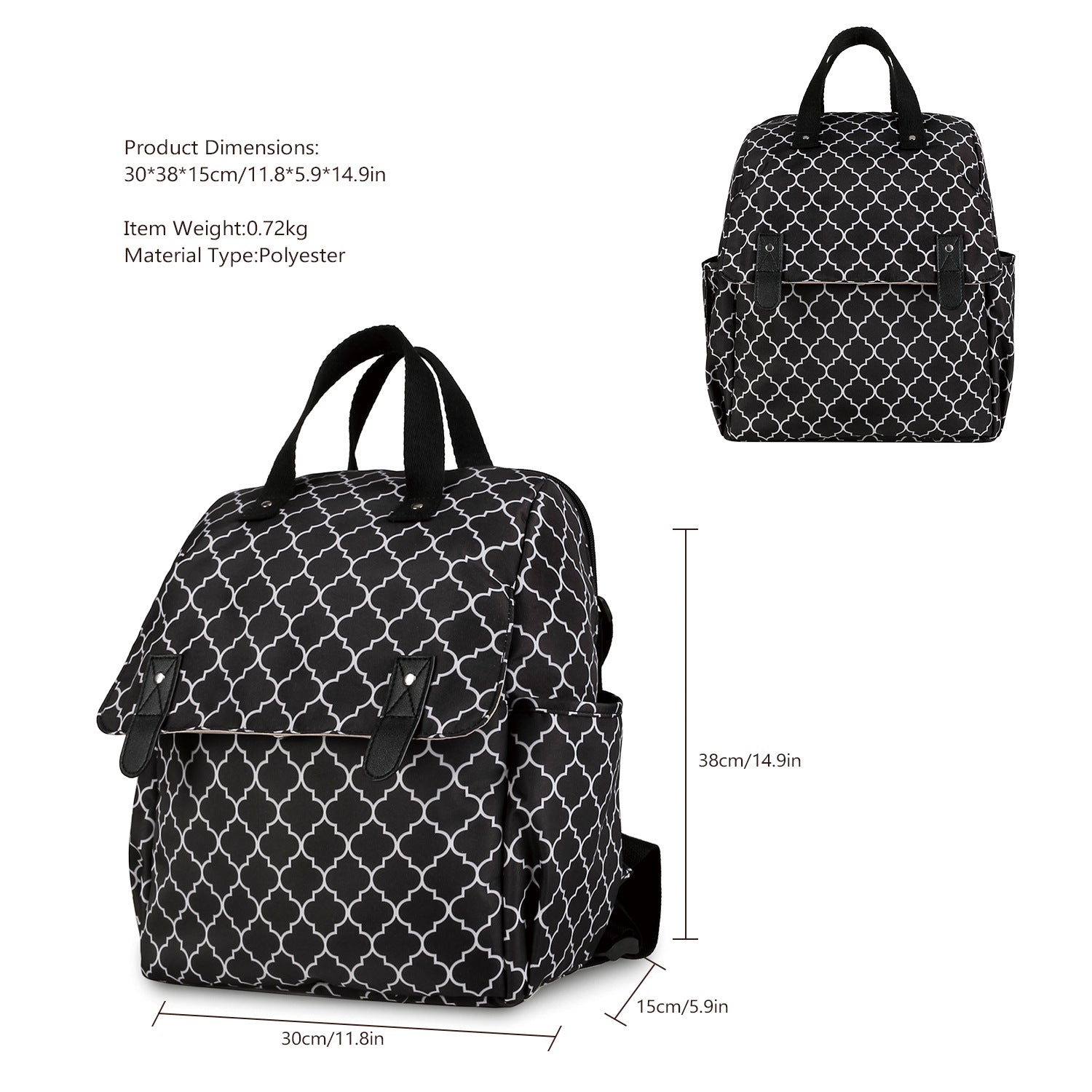 Striped double-shoulder and single-shoulder diaper bag with separate diaper pad and bottle bag, multi-functional maternity and baby travel stroller bag
