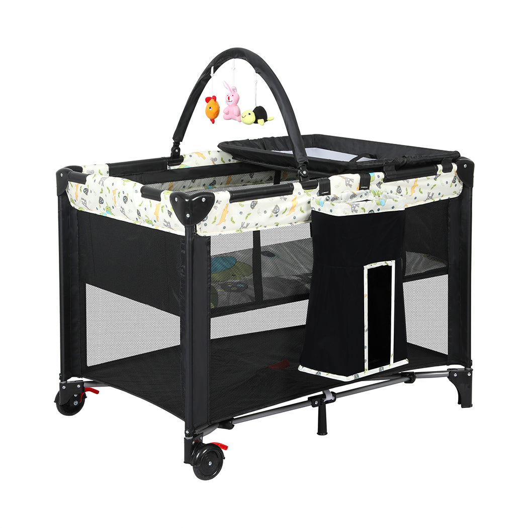 NNEIDS BoPeep Baby Cot Bed Crib Portable Bassinet Black